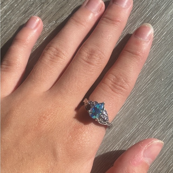 925 Jewelry - 925 Sterling Silver Blue Mosaic Size 5 Ring